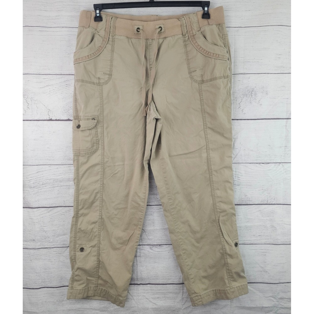 Maurices plus Size 2 (20-22) Khaki Pull-on Pants Drawstring Cargo Style 1581